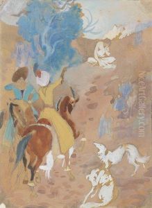 Une Partie De Chasse Aux Levriers by Paul Albert Besnard