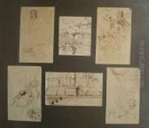 Le Voyage Aux Indes, Ensemble De Six Dessins Provenant D'un Memecarnet De Dessins by Paul Albert Besnard