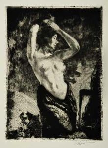 Le Modele Nu Les Bras Leves by Paul Albert Besnard