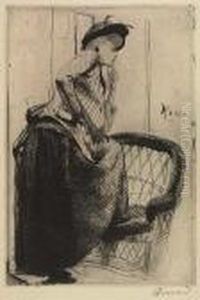 Femme Debout, Le Pied Sur Un Fauteuil Femme Debout, Le Pied Sur Un Fauteuil