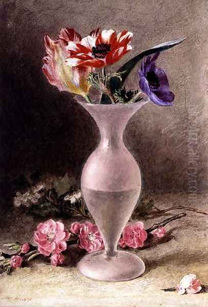 Glass vase and flowers - view 1