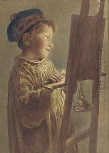 A young boy viewing a picture by candlelight by William Henry Hunt