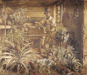 A gardener in his potting shed