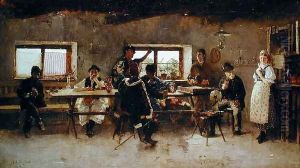 Revellers in a Pub, 1888 by Simon Hollosy