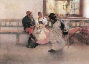 Between Two Fires 1891 by Simon Hollosy