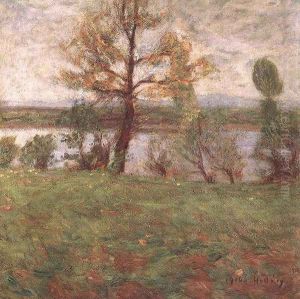 Springtime Mood Bank of the River Tisza 1916 by Simon Hollosy