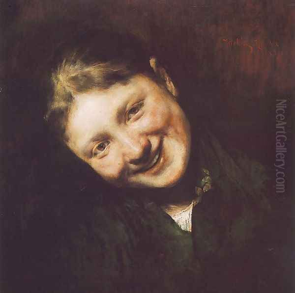 Laughing Girl 1883 by Simon Hollosy