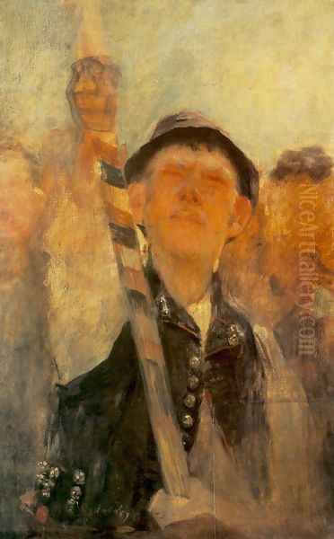 Flag-bearer study for the Rakoczi-march 1899 by Simon Hollosy