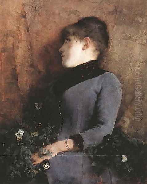 Reverie Portrait of a Woman 1886 by Simon Hollosy