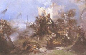 Zrinyis Charge on the Turks from the Fortress of Szigetvar 1896