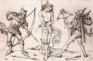 St Sebastian with Archers 1475-80 by Master of the Housebook