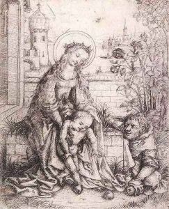 The Holy Family with the Rose-bush c. 1490 by Master of the Housebook