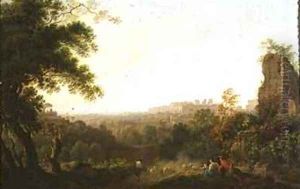 A view of Rome with peasants and ruins