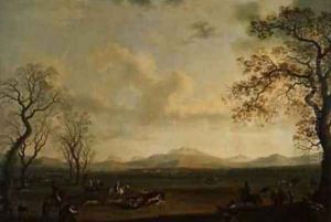 Ferdinand I 1751-1825 Hunting Boar at Carditello by Jakob Philippe Hackert