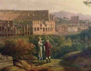 Johann Wolfgang von Goethe 1749-1832 visiting the Colosseum in Rome by Jakob Philippe Hackert