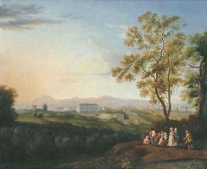 A view of the Villa Albani, Rome by Jakob Philippe Hackert