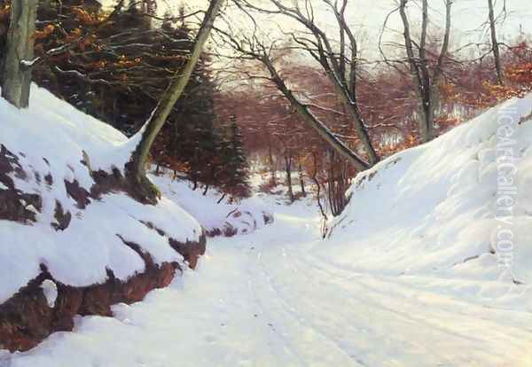 Snowy Path in the Early Evening (Sned&aelig;kket vej) - view 1