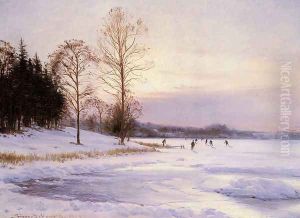 Skaters on A Frozen Pond by Sigvard Hansen