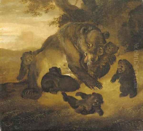 A bear with her cubs - view 1