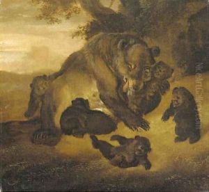 A bear with her cubs by Abraham Danielsz. Hondius