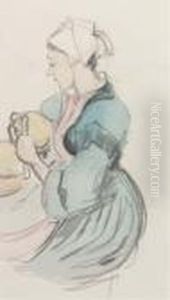 Breton Peasant (recto); And A Study Of A Foal Suckling(verso) by Robert Polhill Bevan