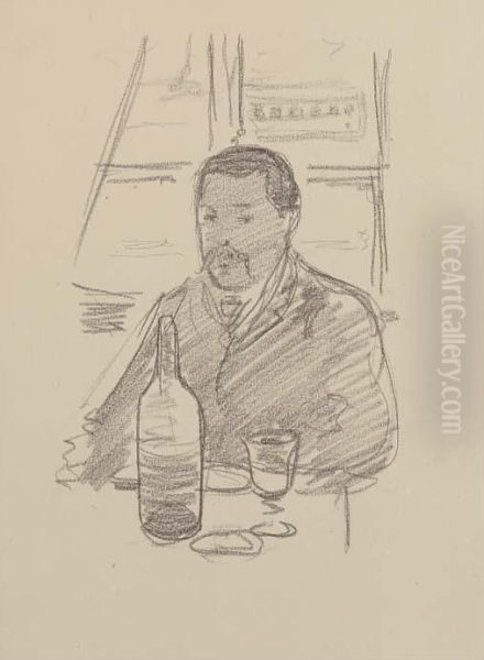 Portrait Of A Man With Bottle Of Wine - view 1