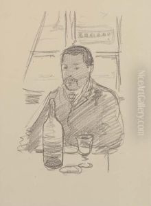 Portrait Of A Man With Bottle Of Wine Portrait Of A Man With Bottle Of Wine