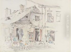 A Polish Village Shop; And A Study Of A Woman Seated In Adoorway