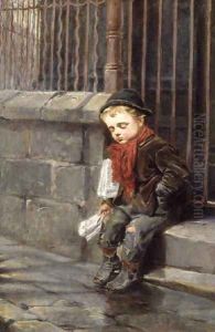 The News Boy by Ralph Hedley