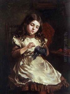 Darning the Sock, 1882 by Ralph Hedley