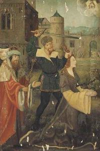 Saint Catherine converting the philosophers by Follower of Hugo van der Goes