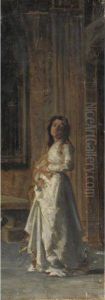 Figura Femminile In Una Chiesa by Mose Bianchi