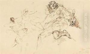 Sketch Of A Fresco For The Railway Station Of Monza. by Mose Bianchi