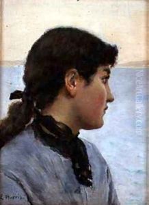 A Fishergirl Newlyn by Edwin Harris
