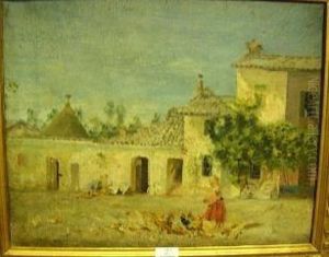 Sull'aia A Melegnanello by Mose Bianchi