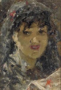 Portrat Einer Jungen Frau Mit Schleier.