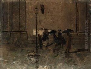 Una Strada Sotto La Pioggia, Milano by Mose Bianchi