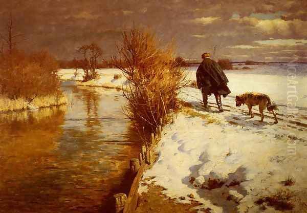 A Hunter In A Winter Landscape - view 1