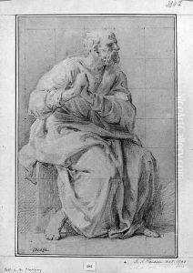 Saint Joseph seated, looking to the right, his hands clasped Saint Joseph seated, looking to the right, his hands clasped