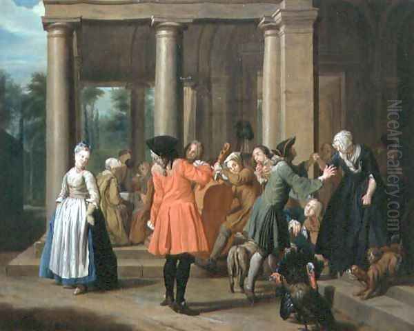 Elegant Figures Dancing on a Terrace - view 1
