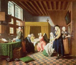 The Doctors Visits A Dutch Proverb The Doctor is Portrayed as an Angel Administering Aid to the Sick Man by Jan Josef, the Elder Horemans