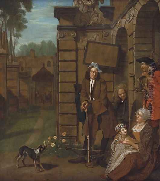 A group of figures at crossbow practice - view 1