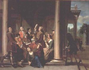 Figures Singing on a Terrace by Jan Josef, the Elder Horemans