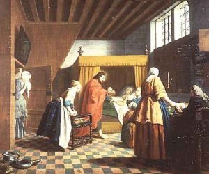 The Doctors Visits A Dutch Proverb The Doctor is Depicted as Christ by Jan Josef, the Elder Horemans