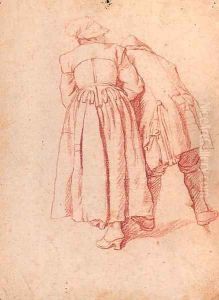 A woman standing supporting a man on her right by Jan Josef, the Elder Horemans