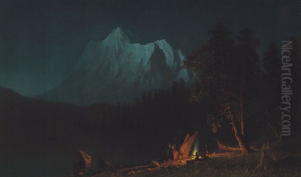 Mountainous Landscape By Moonlight - view 1