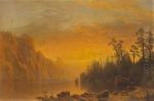 Sunset (california Scenery) by Albert Bierstadt