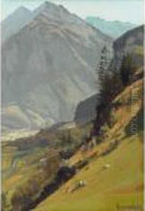 An Alpine Landscape by Albert Bierstadt