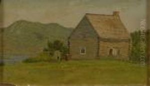 Mountain Landscape With Cabin by Albert Bierstadt