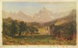 Chromolithograph Rocky Mts by Albert Bierstadt